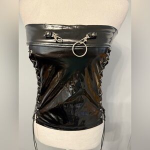 #4)  Black Lace-Up Corset Top